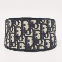 Pre Owned Christian Dior Blue Oblique Embroidered Canvas Headband