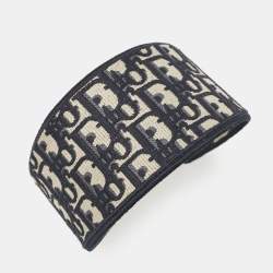 Pre Owned Christian Dior Blue Oblique Embroidered Canvas Headband