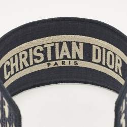 Pre Owned Christian Dior Blue Oblique Embroidered Canvas Headband