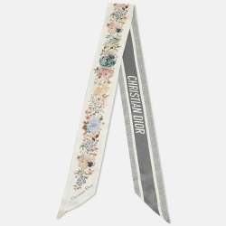 Christian Dior Grey Silk Jardin d'Hiver Mitzah Scarf