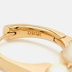 Pre Owned  Dior Tribales Small Faux Pearl Gold Tone Earrings