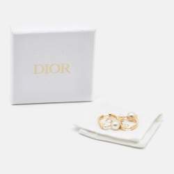 Pre Owned  Dior Tribales Small Faux Pearl Gold Tone Earrings