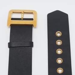 Pre Owned Dior Black Leather Diorquake Wide Belt 75CM