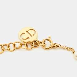 Dior Clair D Lune CD Faux Pearl Gold Tone Bracelet