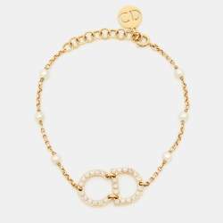 Dior Clair D Lune CD Faux Pearl Gold Tone Bracelet