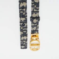 Pre Owned Dior Navy Blue Oblique Canvas 30 Montaigne Reversible Belt 85CM