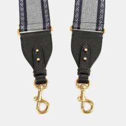 Dior Navy Embroidered Canvas and Leather Ring Shoulder Strap