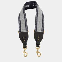 Dior Navy Embroidered Canvas and Leather Ring Shoulder Strap