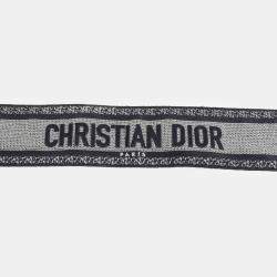 Dior Navy Embroidered Canvas and Leather Ring Shoulder Strap