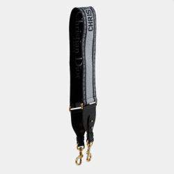 Dior Navy Embroidered Canvas and Leather Ring Shoulder Strap