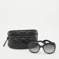 مملوكة مسبقًا Dior Lady 95.2 R21 Black Gold Tone Round Sunglasses