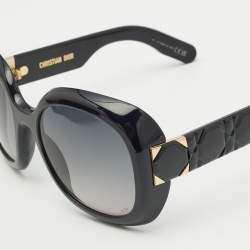 مملوكة مسبقًا Dior Lady 95.2 R21 Black Gold Tone Round Sunglasses