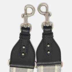 Dior Grey/Black Embroidered Canvas and Leather Shoulder Bag Strap 