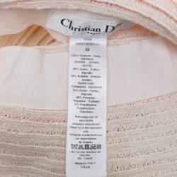 Dior Ivory/Pink Logo Detail Hemp Straw Dioresort Hat 58