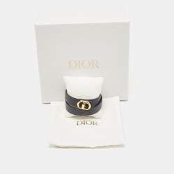 Dior 30 Montaigne Leather Gold Tone Double Tour Bracelet