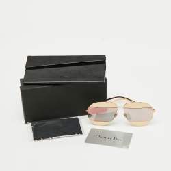 Dior Gold Tone/Blue Mirrored 0000J Split1 Aviator Sunglasses