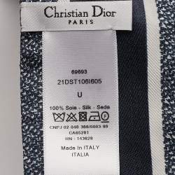 مملوكة مسبقًا Dior Navy Blue Printed Silk Mitzah Scarf 