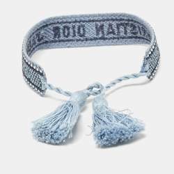 Pre Owned Dior J'Adior Woven Fabric Crystals Friendship Bracelet