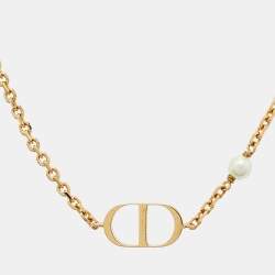 Pre Owned Dior  CD Faux Pearl Gold Tone Bracelet