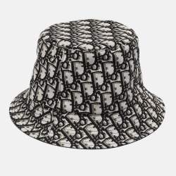Christian Dior Black Logo Oblique Cotton Blend Reversible Bucket Hat 