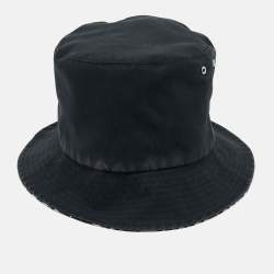 Christian Dior Black Logo Oblique Cotton Blend Reversible Bucket Hat 