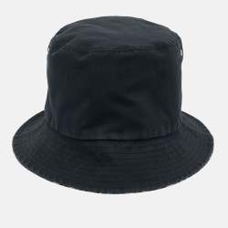 Christian Dior Black Logo Oblique Cotton Blend Reversible Bucket Hat 