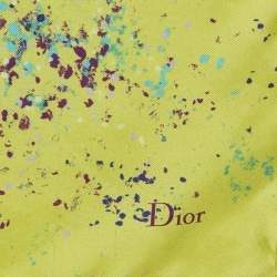 Christian Dior Green Printed Silk Scarf 