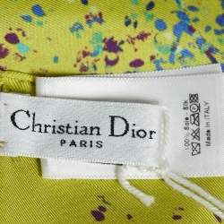 Christian Dior Green Printed Silk Scarf 