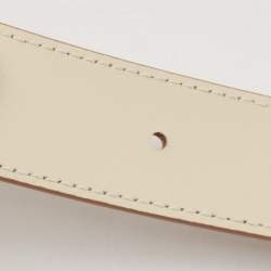 Pre Owned Dior White/Old Rose Leather D Fence Reversible Waist Belt 95M