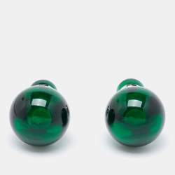 Pre Owned Dior Tribale Green Resin Silver Tone Stud Earrings 