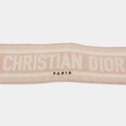 Dior Pink/Black Embroidered Canvas and Leather Shoulder Bag Strap 