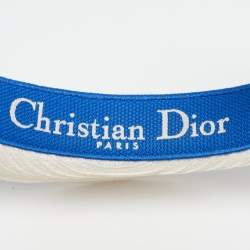 Christian Dior Blue/White Logo Embroidered Straw D-Ocean Visor 