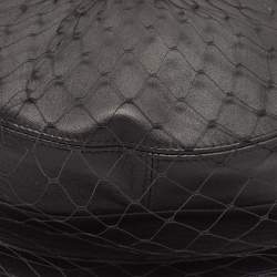 Pre Owned Christian Dior Black Leather Arty Beret Cap With Veil 