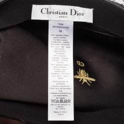 Pre Owned Christian Dior Black Leather Arty Beret Cap With Veil 