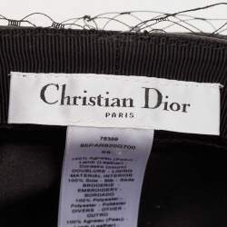 Pre Owned Christian Dior Black Leather Arty Beret Cap With Veil 