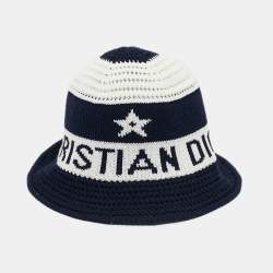 Christian Dior Logo Cotton Knit D-Tulipe Cloche Hat S