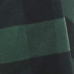 مملوكة مسبقًا Christian Dior Green/Black Stripe Wool Fringed Scarf