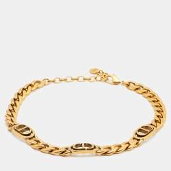 Pre Owned Christian Dior 30 Montaigne CD Chain-Link Gold Tone Choker Necklace