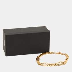 Pre Owned Christian Dior 30 Montaigne CD Chain-Link Gold Tone Choker Necklace