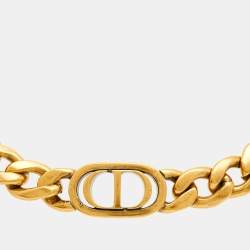 Pre Owned Christian Dior 30 Montaigne CD Chain-Link Gold Tone Choker Necklace
