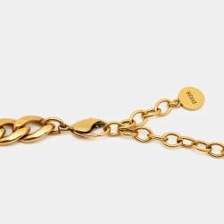 Pre Owned Christian Dior 30 Montaigne CD Chain-Link Gold Tone Choker Necklace