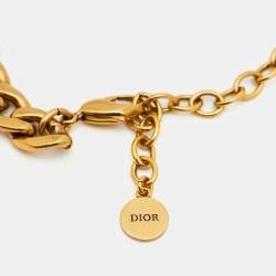 Pre Owned Christian Dior 30 Montaigne CD Chain-Link Gold Tone Choker Necklace