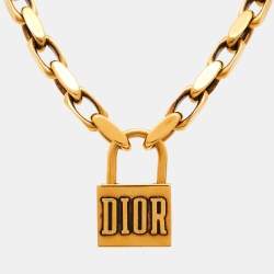Pre Owned Christian Dior Lucky Locket Gold Tone Choker Necklace