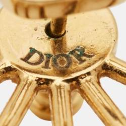 Dior Petit CD Crystals Gold Tone Single Earring