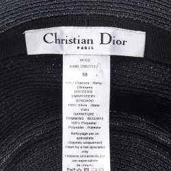 Christian Dior Black Beaded Detail Straw Hat 