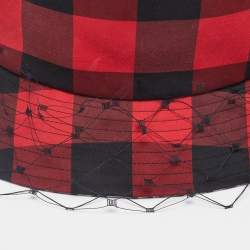 Dior Red Teddy-D Check'N'Dior Veil Bucket Hat Size 58