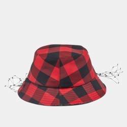 Dior Red Teddy-D Check'N'Dior Veil Bucket Hat Size 58