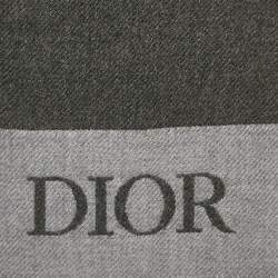 Dior Grey Logo Intarsia Wool Scarf 