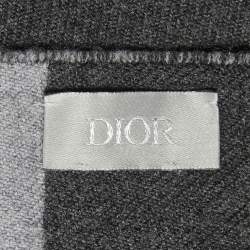 Dior Grey Logo Intarsia Wool Scarf 