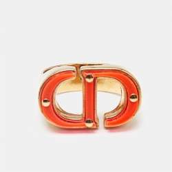 Dior 30 Montaigne Acrylic Gold Tone Ring Size 52